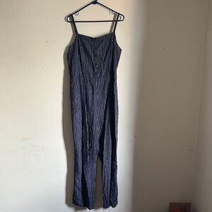 Old Navy Navy Striped Jumpsuit